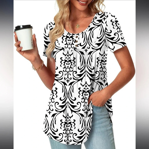 Popyoung NWT plus 3X Black & White Soft tunic top - Picture 1 of 7